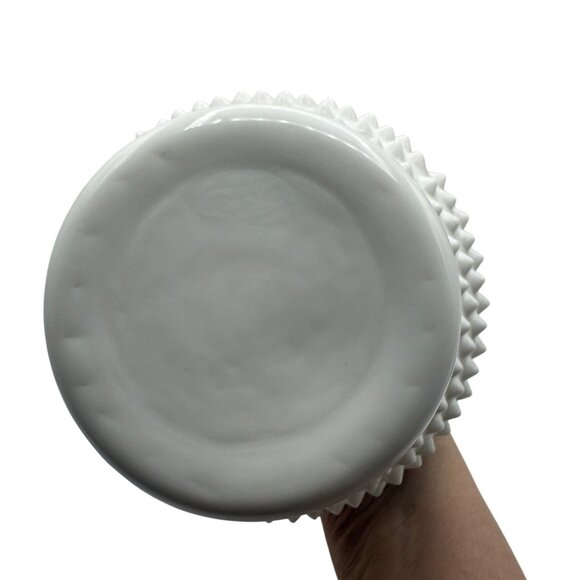 Fenton White Hobnail Milk Glass Vase With Ruffled Rim - Picture 4 of 6